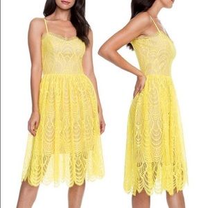 Dress The Population Yellow Lace Dress NWT